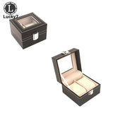 2 Grids Watch Box PU Leather Watch Case Holder Organizer Storage
