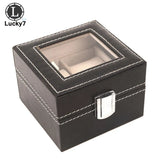 2 Grids Watch Box PU Leather Watch Case Holder Organizer Storage