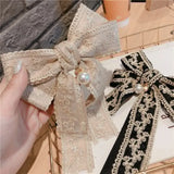 Women Vintage Big Bow Brooch Hairpin Necktie