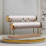 2 Layer Bracelet Holder Display Bracelet Stand Bar Wooden Base