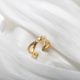 C-Shape 2 Layer CZ Zircon Cross Finger Rings
