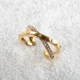 C-Shape 2 Layer CZ Zircon Cross Finger Rings