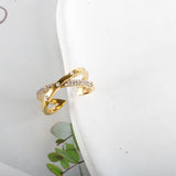 C-Shape 2 Layer CZ Zircon Cross Finger Rings