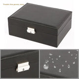 2 Layer Jewelry Box Organizer Leather Display Jewel Holder with Lock