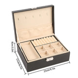 2 Layer Jewelry Box Organizer Leather Display Jewel Holder with Lock