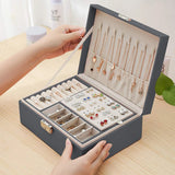 Leather Jewelry Box Women Organizer Holder Display Storage Case with Lock