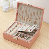 Leather Jewelry Box Women Organizer Holder Display Storage Case with Lock
