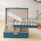 Leather Jewelry Box Women Organizer Holder Display Storage Case with Lock