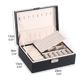 Leather Jewelry Box Women Organizer Holder Display Storage Case with Lock