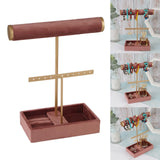 2 Layer T Bar Jewelry Display Shelf Earring Home Shop Decor Bracelet Holder