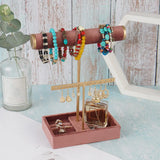 2 Layer T Bar Jewelry Display Shelf Earring Home Shop Decor Bracelet Holder