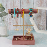 2 Layer T Bar Jewelry Display Shelf with Tray Chains Watch Bracelet Holder