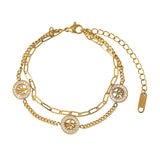 Stainless Steel Life Tree CZ Charm Bracelet For Women