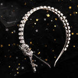 Bowknot Pendant Headbands Rhinestone Hairbands for Women Tiara Crown Bride