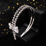 Bowknot Pendant Headbands Rhinestone Hairbands for Women Tiara Crown Bride