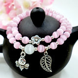 Pink Quartzs Bracelet Honeybee Pendant Charm Bracelets For Women
