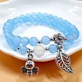 Pink Quartzs Bracelet Honeybee Pendant Charm Bracelets For Women