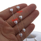 2m Stainless Steel Heart Pearl Chains DIY Necklace Supplies