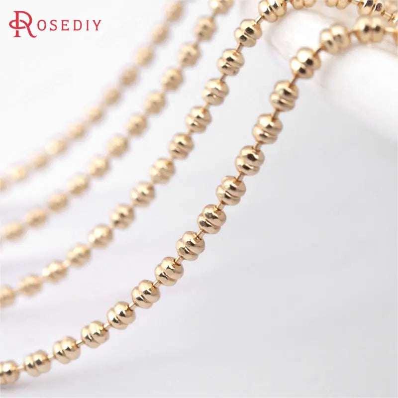 2M 1.5MM Champagne Copper Double Flat Beads Necklace Chains