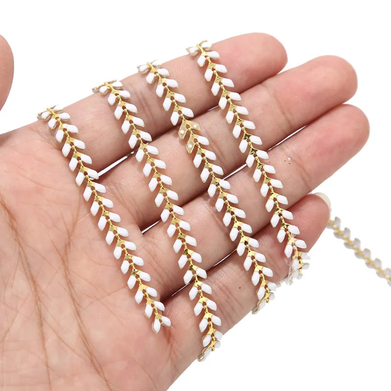 2M Plated Enamel Brass Fishbone Chains 6MM Boho Aircraft Chain