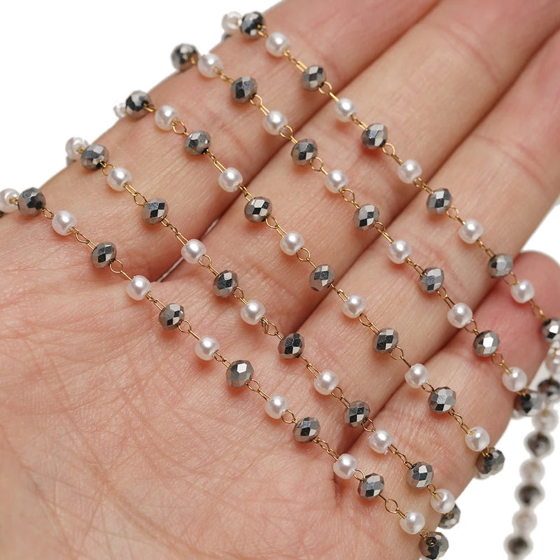 Stainless Steel Pearls and Glass Beads Chains for Jewelry Making