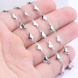 2m Stainless Steel Heart Charm Chains for DIY Jewelry Making