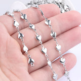 2m Stainless Steel Heart Charm Chains for DIY Jewelry Making
