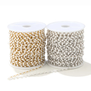 2 Meters Stainless Steel Pearl Chains for Jewelry Craft DIY
