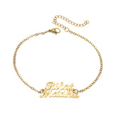 Personalized Family Names Bracelet Stainless Steel Letter Charms Chain