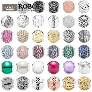 925 Sterling Silver Charm Beads for DIY Bracelet with Carved Ladies Jewelry