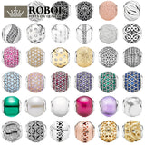 925 Sterling Silver Charm Beads for DIY Bracelet with Carved Ladies Jewelry