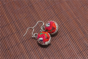 2 Pair Hmong Embroidered Flower Earrings Set Ethnic Bohemian Jewelry Grab Bag