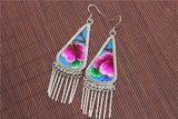 2 Pair Hmong Embroidered Flower Earrings Set Ethnic Bohemian Jewelry Grab Bag