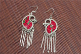 2 Pair Hmong Embroidered Flower Earrings Set Ethnic Bohemian Jewelry Grab Bag