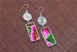 2 Pair Hmong Embroidered Flower Earrings Set Ethnic Bohemian Jewelry Grab Bag
