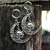 Goth Skull Pendant Ear Plugs Gauges Stainless Steel Stretcher Y2k Jewelry