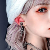 Goth Skull Pendant Ear Plugs Gauges Stainless Steel Stretcher Y2k Jewelry