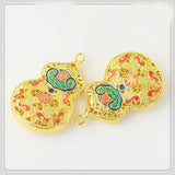 2 PCS 18K Plated Gourd Lucky Pendant Charms for DIY Jewelry Making
