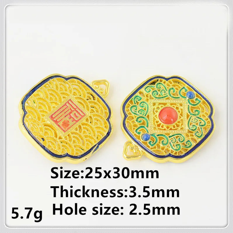 2 PCS 18K Plated Gourd Lucky Pendant Charms for DIY Jewelry Making