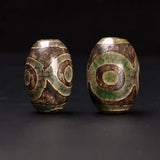 2 PCS 20mm*32.5 Vintage Tibetan Eyes Dzi Beads