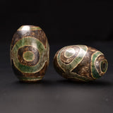 2 PCS 20mm*32.5 Vintage Tibetan Eyes Dzi Beads