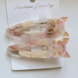 2 PCS Cat Shape Hair Clips Multicolor Acrylic Hair Accessories