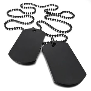 2 PCS Alloy Pendant Necklace Double Dog Tag Army Tribal Style Chain Necklace