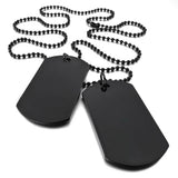 2 PCS Alloy Pendant Double Dog Tag Army Tribal Style Chain Necklace