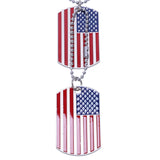 Alloy Pendant Necklace Red and Stripes American Flag Double Dog Tag