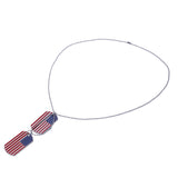 Alloy Pendant Necklace Red and Stripes American Flag Double Dog Tag