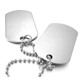 2 PCS Silver Double Dog Tag Plate Biker Necklace
