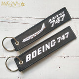2 PCS Embroidery Boeing 747 Trinket Keychain Phone Strap Aviation Key Chain