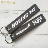 2 PCS Embroidery Boeing 747 Trinket Keychain Phone Strap Aviation Key Chain