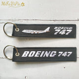 2 PCS Embroidery Boeing 747 Trinket Keychain Phone Strap Aviation Key Chain